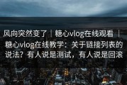 风向突然变了｜糖心vlog在线观看 ｜ 糖心vlog在线教学：关于链接列表的说法？有人说是测试，有人说是回滚